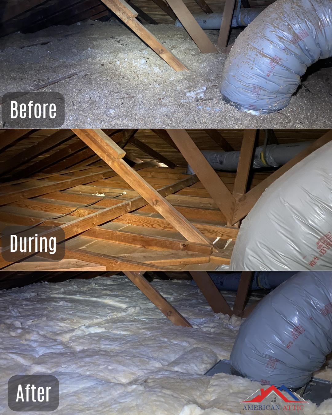 Attic cleaning and new insulation installation in Castro Valley CA before and after