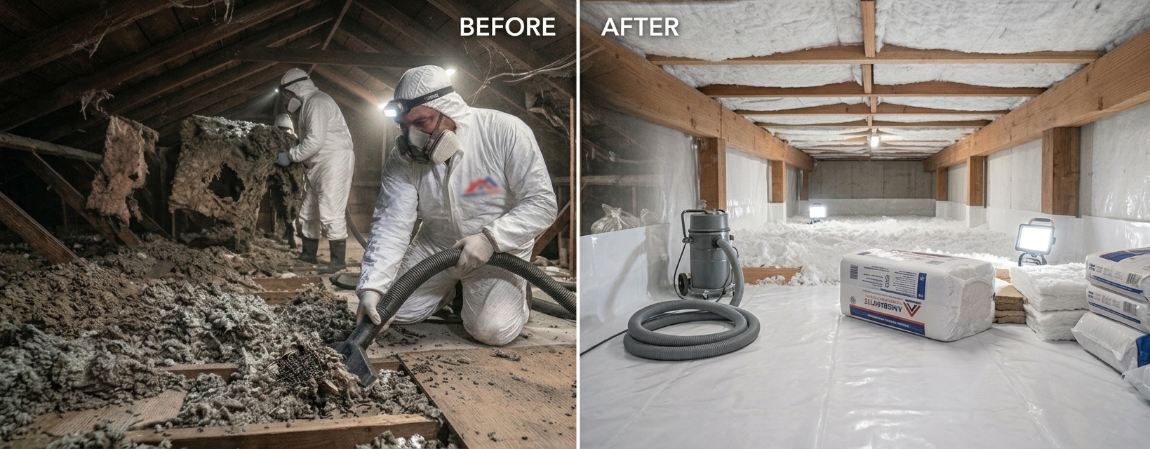 Before and after crawl space cleaning and encapsulation in Castro Valley CA